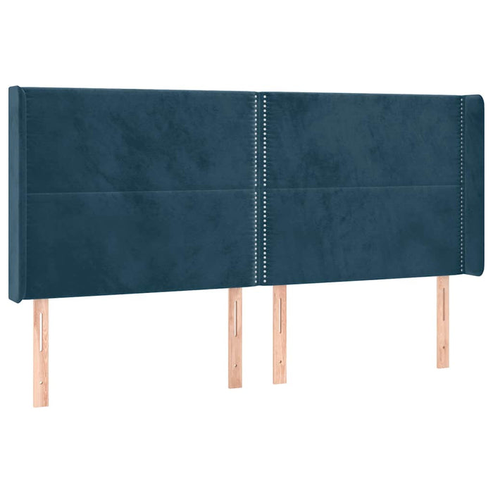 Tăblie de pat cu LED, albastru închis, 203x16x118/128cm catifea - WALTI WALTI