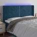 Tăblie de pat cu LED, albastru închis, 203x16x118/128cm catifea - WALTI WALTI