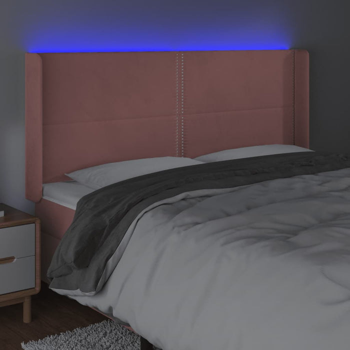 Tăblie de pat cu LED, roz, 203x16x118/128 cm, catifea - WALTI WALTI