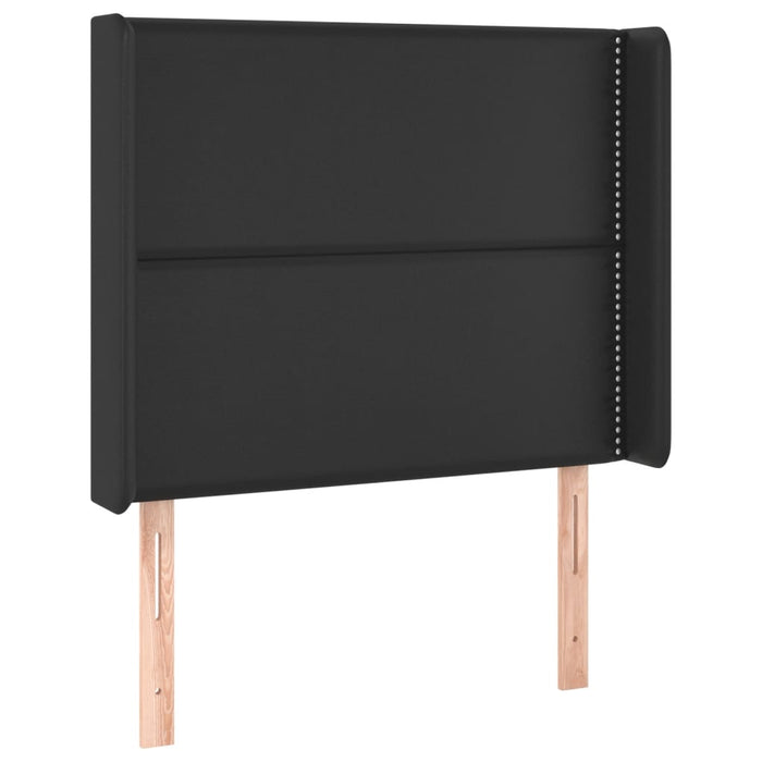 Tăblie de pat cu LED, negru, 83x16x118/128 cm, piele ecologică WALTI