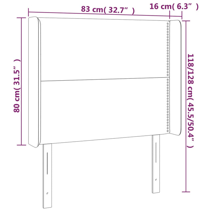 Tăblie de pat cu LED, negru, 83x16x118/128 cm, piele ecologică WALTI