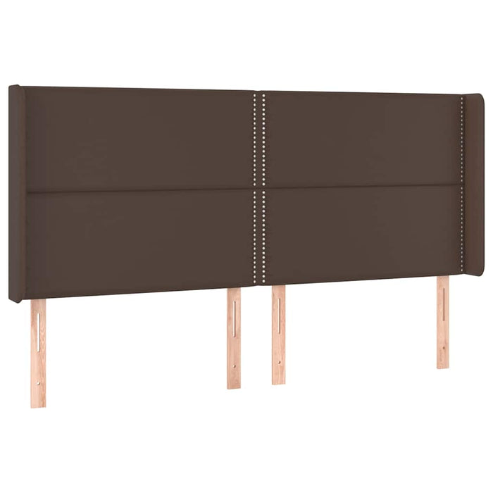 Tăblie de pat cu LED, maro, 183x16x118/128 cm, piele ecologică WALTI