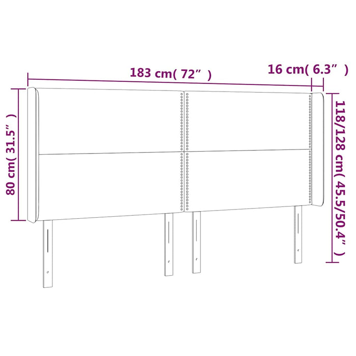 Tăblie de pat cu LED, maro, 183x16x118/128 cm, piele ecologică WALTI