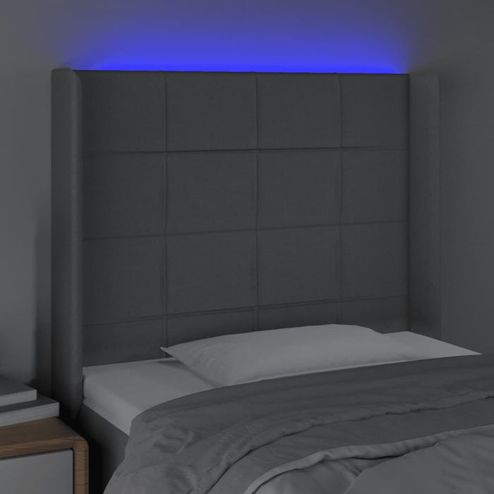 Tăblie de pat cu LED, gri deschis, 83x16x118/128 cm, textil - WALTI WALTI