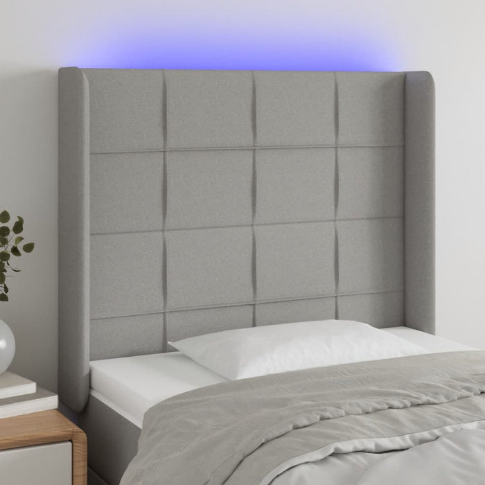 Tăblie de pat cu LED, gri deschis, 83x16x118/128 cm, textil - WALTI WALTI