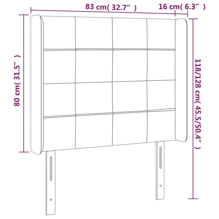 Tăblie de pat cu LED, gri închis, 83x16x118/128 cm, textil - WALTI WALTI