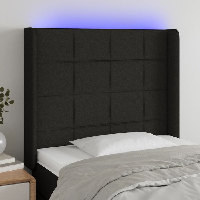 Tăblie de pat cu LED, negru, 83x16x118/128 cm, textil - WALTI WALTI