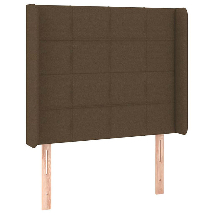 Tăblie de pat cu LED, maro închis, 83x16x118/128 cm, textil WALTI