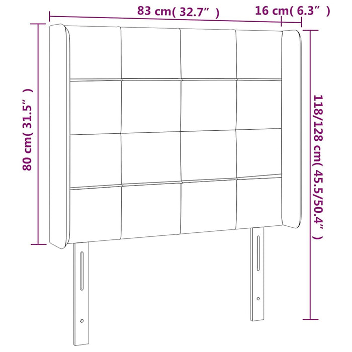 Tăblie de pat cu LED, maro închis, 83x16x118/128 cm, textil WALTI