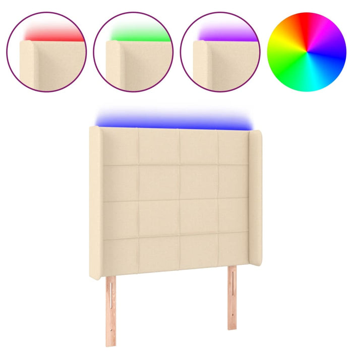 Tăblie de pat cu LED, crem, 83x16x118/128 cm, textil - WALTI WALTI