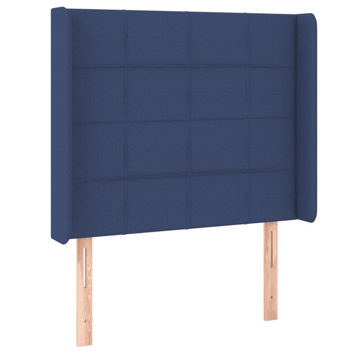 Tăblie de pat cu LED, albastru, 83x16x118/128 cm, textil - WALTI WALTI