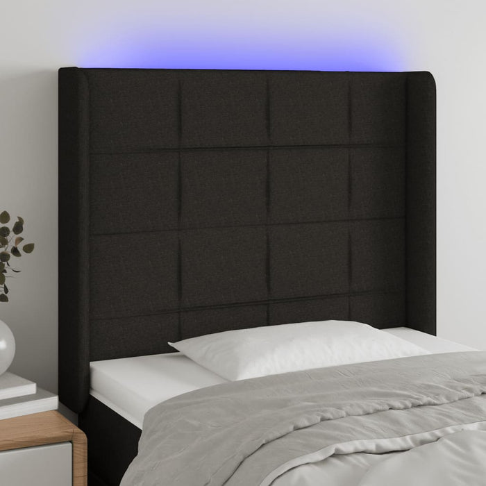 Tăblie de pat cu LED, negru, 93x16x118/128 cm, textil - WALTI WALTI