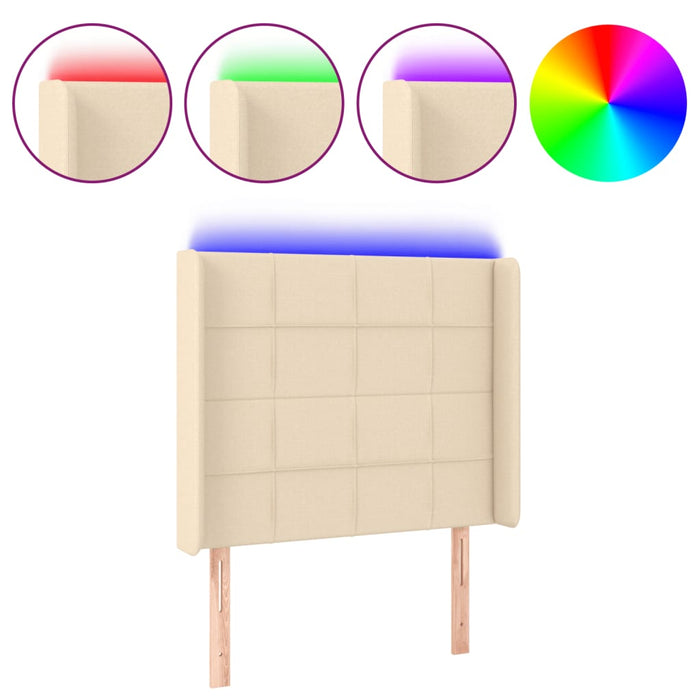 Tăblie de pat cu LED, crem, 93x16x118/128 cm, textil - WALTI WALTI