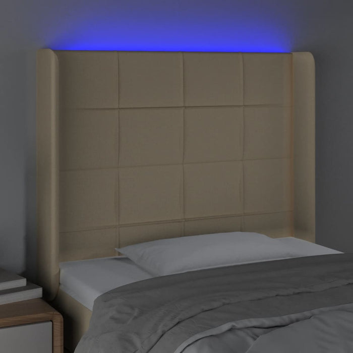 Tăblie de pat cu LED, crem, 103x16x118/128 cm, textil - WALTI WALTI