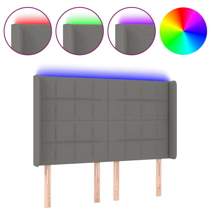Tăblie de pat cu LED, gri închis, 147x16x118/128 cm, textil - WALTI WALTI