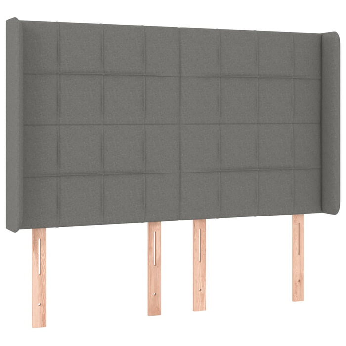 Tăblie de pat cu LED, gri închis, 147x16x118/128 cm, textil - WALTI WALTI