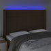 Tăblie de pat cu LED, maro închis, 147x16x118/128 cm, textil - WALTI WALTI