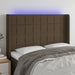 Tăblie de pat cu LED, maro închis, 147x16x118/128 cm, textil - WALTI WALTI