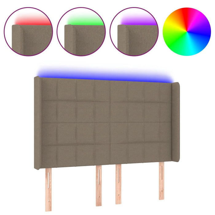 Tăblie de pat cu LED, gri taupe, 147x16x118/128 cm, textil - WALTI WALTI