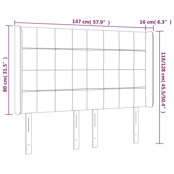 Tăblie de pat cu LED, crem, 147x16x118/128 cm, textil - WALTI WALTI