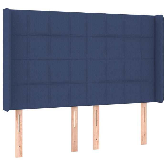 Tăblie de pat cu LED, albastru, 147x16x118/128 cm, textil - WALTI WALTI