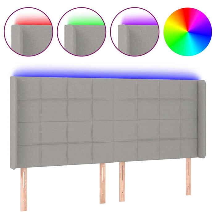 Tăblie de pat cu LED, gri deschis, 163x16x118/128 cm, textil - WALTI WALTI