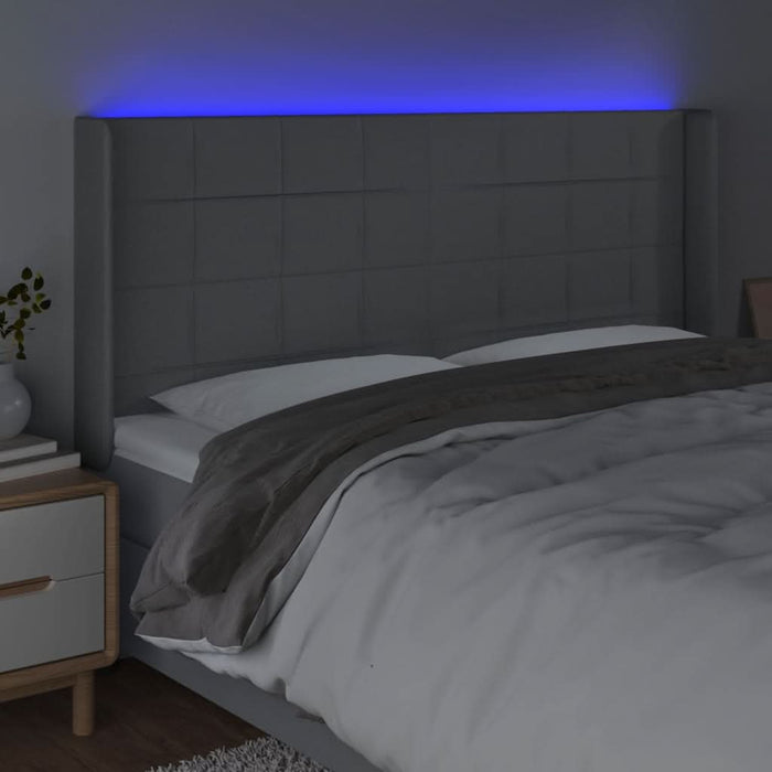 Tăblie de pat cu LED, gri deschis, 163x16x118/128 cm, textil - WALTI WALTI
