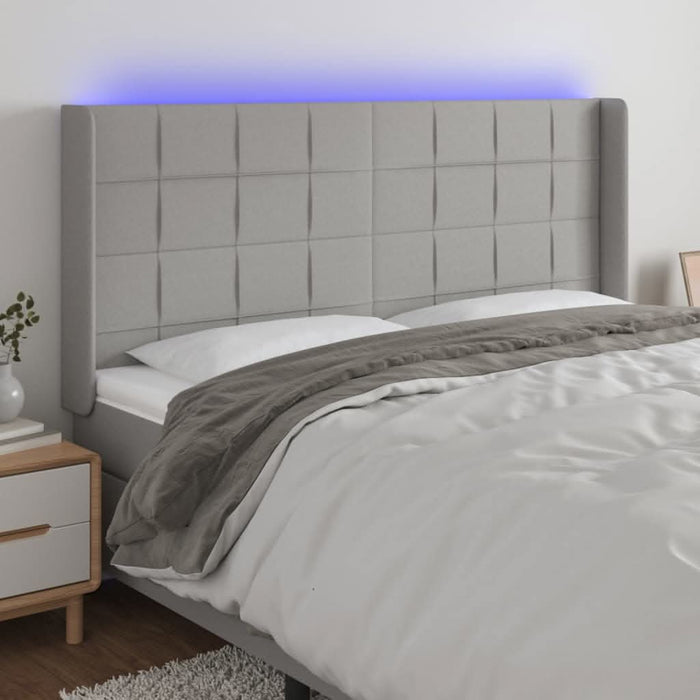 Tăblie de pat cu LED, gri deschis, 163x16x118/128 cm, textil - WALTI WALTI