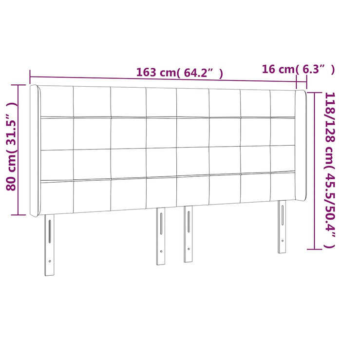 Tăblie de pat cu LED, maro închis, 163x16x118/128 cm, textil WALTI