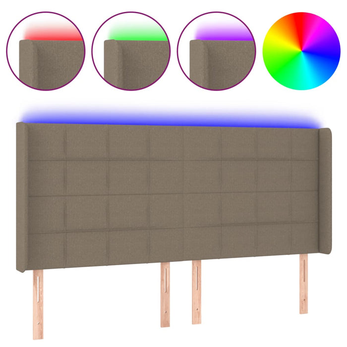 Tăblie de pat cu LED, gri taupe, 163x16x118/128 cm, textil - WALTI WALTI