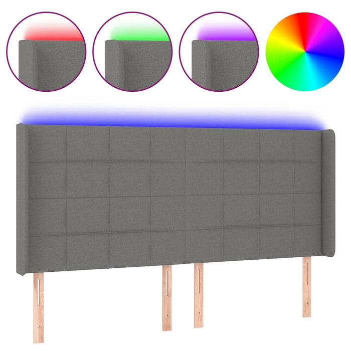 Tăblie de pat cu LED, gri închis, 183x16x118/128 cm, textil - WALTI WALTI