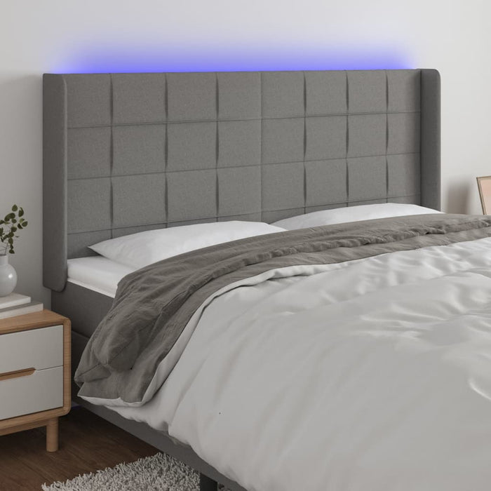 Tăblie de pat cu LED, gri închis, 183x16x118/128 cm, textil - WALTI WALTI