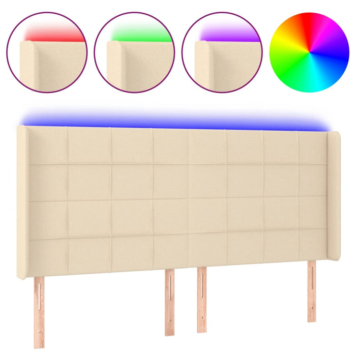 Tăblie de pat cu LED, crem, 203x16x118/128 cm, textil - WALTI WALTI