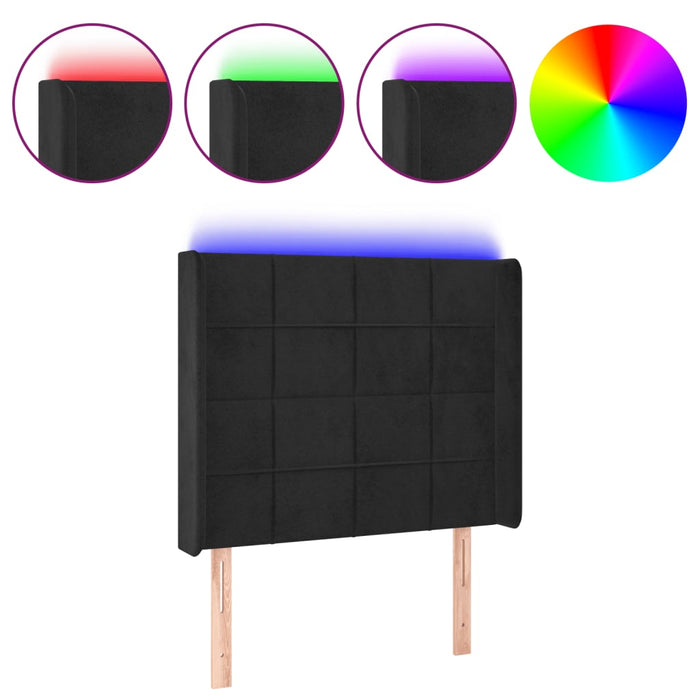 Tăblie de pat cu LED, negru, 83x16x118/128 cm, catifea - WALTI WALTI
