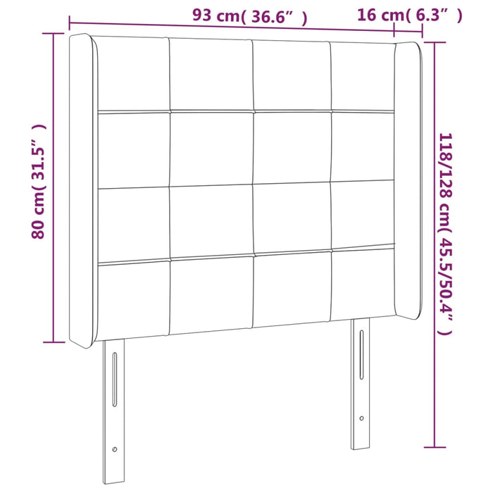 Tăblie de pat cu LED, gri închis, 93x16x118/128 cm, catifea - WALTI WALTI