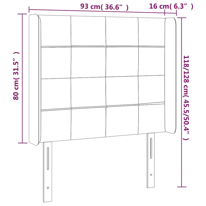 Tăblie de pat cu LED, albastru închis, 93x16x118/128cm, catifea WALTI