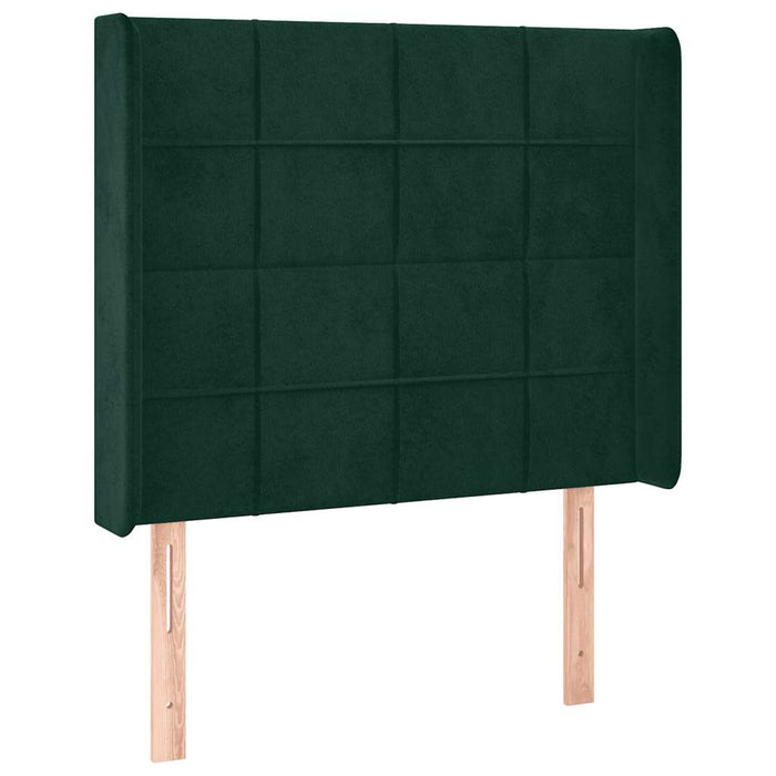 Tăblie de pat cu LED, verde închis, 103x16x118/128 cm, catifea - WALTI WALTI