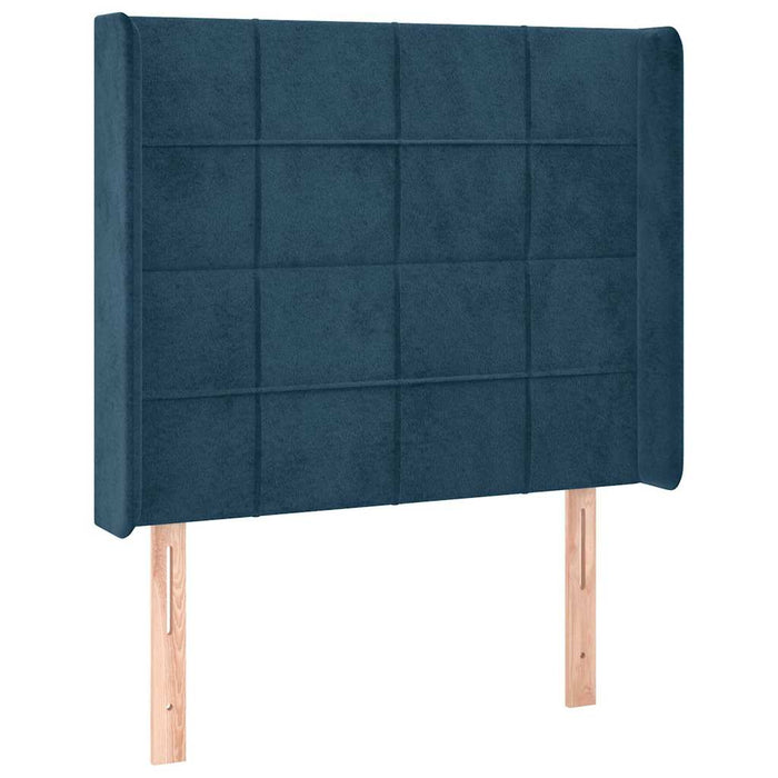 Tăblie de pat cu LED, albastru închis, 103x16x118/128cm catifea - WALTI WALTI