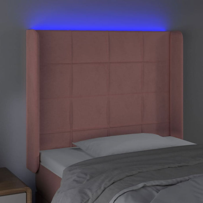 Tăblie de pat cu LED, roz, 103x16x118/128 cm, catifea - WALTI WALTI