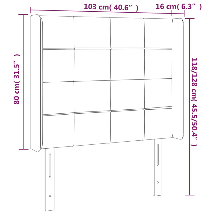 Tăblie de pat cu LED, roz, 103x16x118/128 cm, catifea - WALTI WALTI
