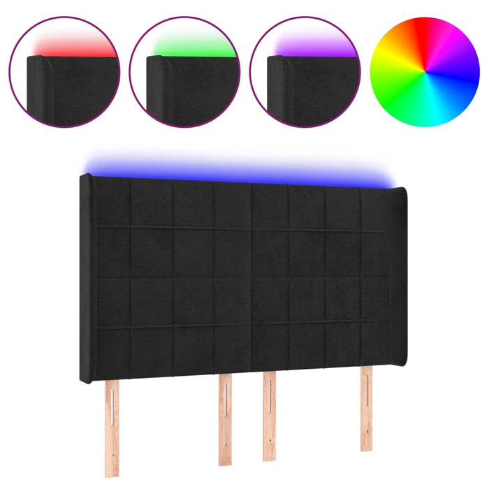 Tăblie de pat cu LED, negru, 147x16x118/128 cm, catifea - WALTI WALTI