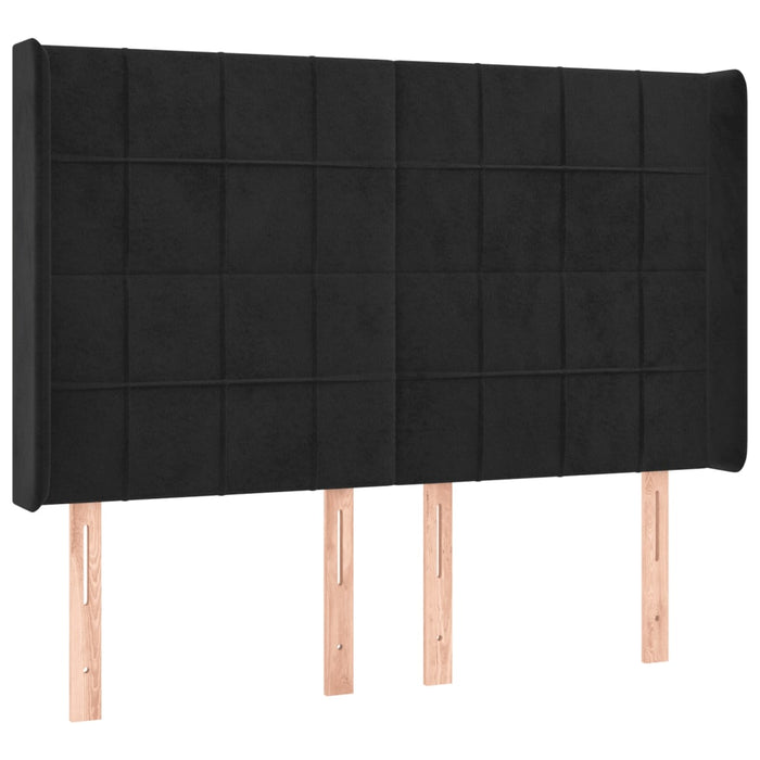 Tăblie de pat cu LED, negru, 147x16x118/128 cm, catifea - WALTI WALTI