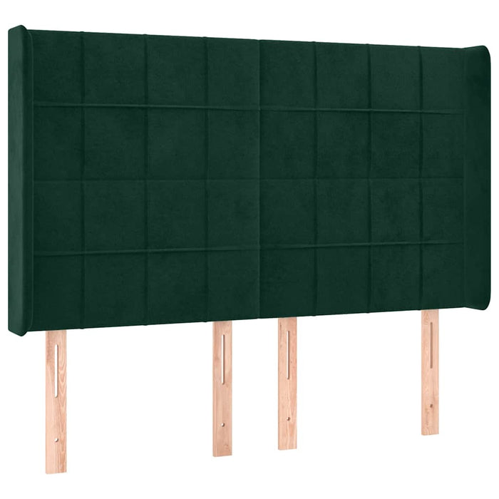 Tăblie de pat cu LED, verde închis, 147x16x118/128 cm, catifea - WALTI WALTI