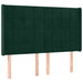 Tăblie de pat cu LED, verde închis, 147x16x118/128 cm, catifea - WALTI WALTI