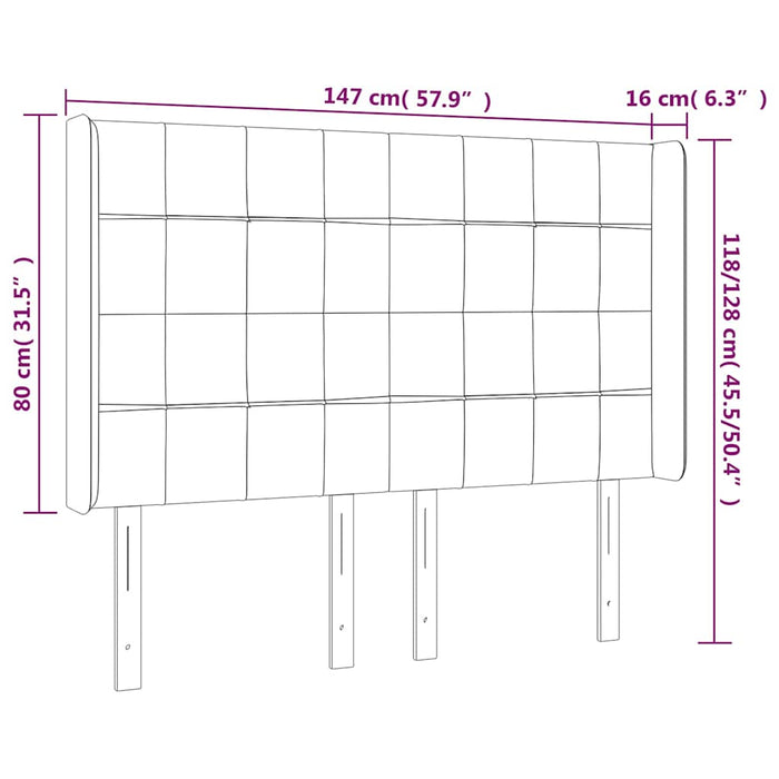 Tăblie de pat cu LED, verde închis, 147x16x118/128 cm, catifea - WALTI WALTI