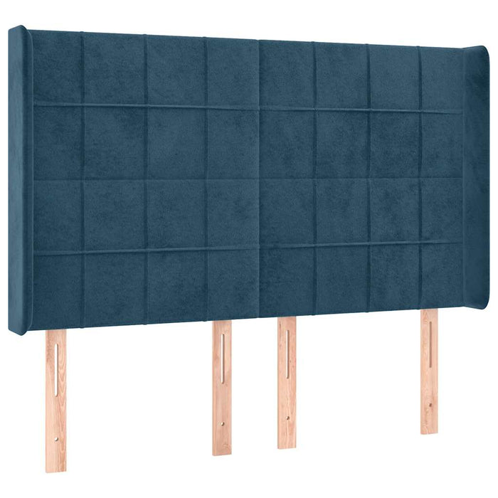 Tăblie de pat cu LED, albastru închis, 147x16x118/128cm catifea - WALTI WALTI