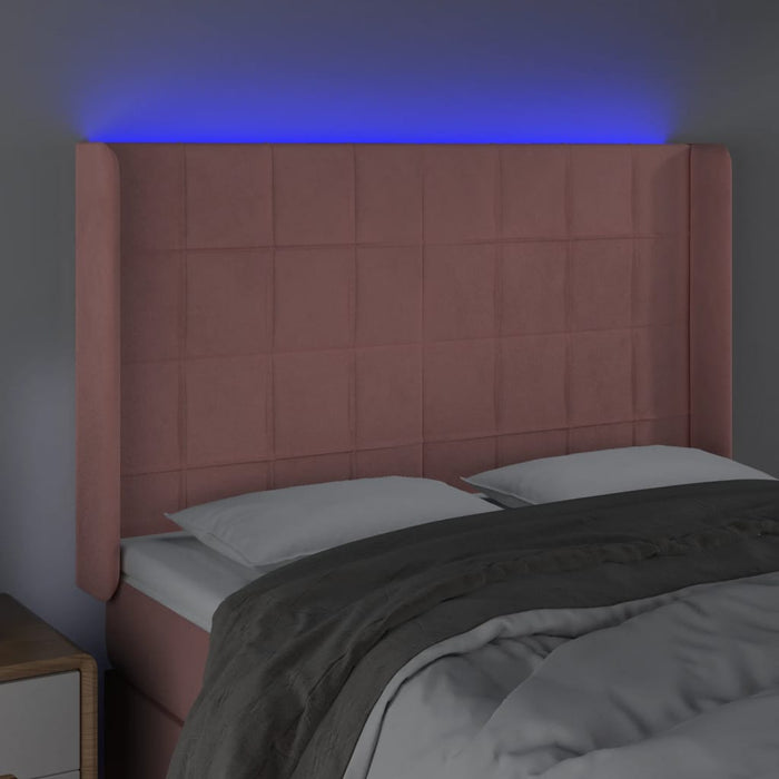 Tăblie de pat cu LED, roz, 147x16x118/128 cm, catifea - WALTI WALTI