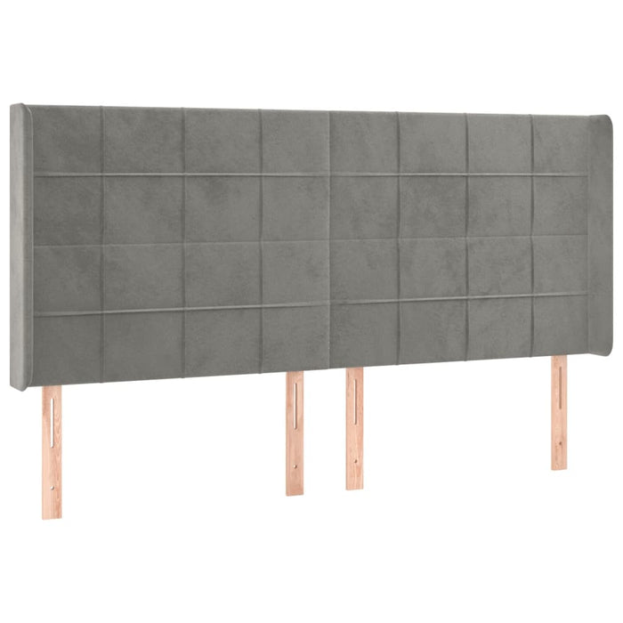 Tăblie de pat cu LED, gri deschis, 163x16x118/128 cm, catifea - WALTI WALTI