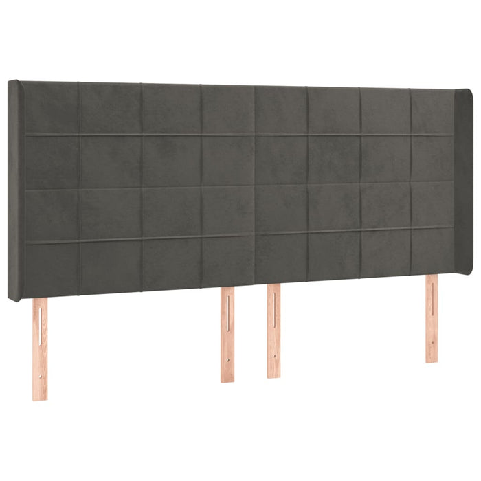 Tăblie de pat cu LED, gri închis, 163x16x118/128 cm, catifea - WALTI WALTI