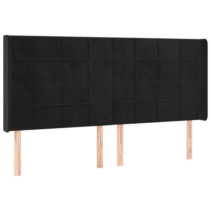 Tăblie de pat cu LED, negru, 163x16x118/128 cm, catifea - WALTI WALTI